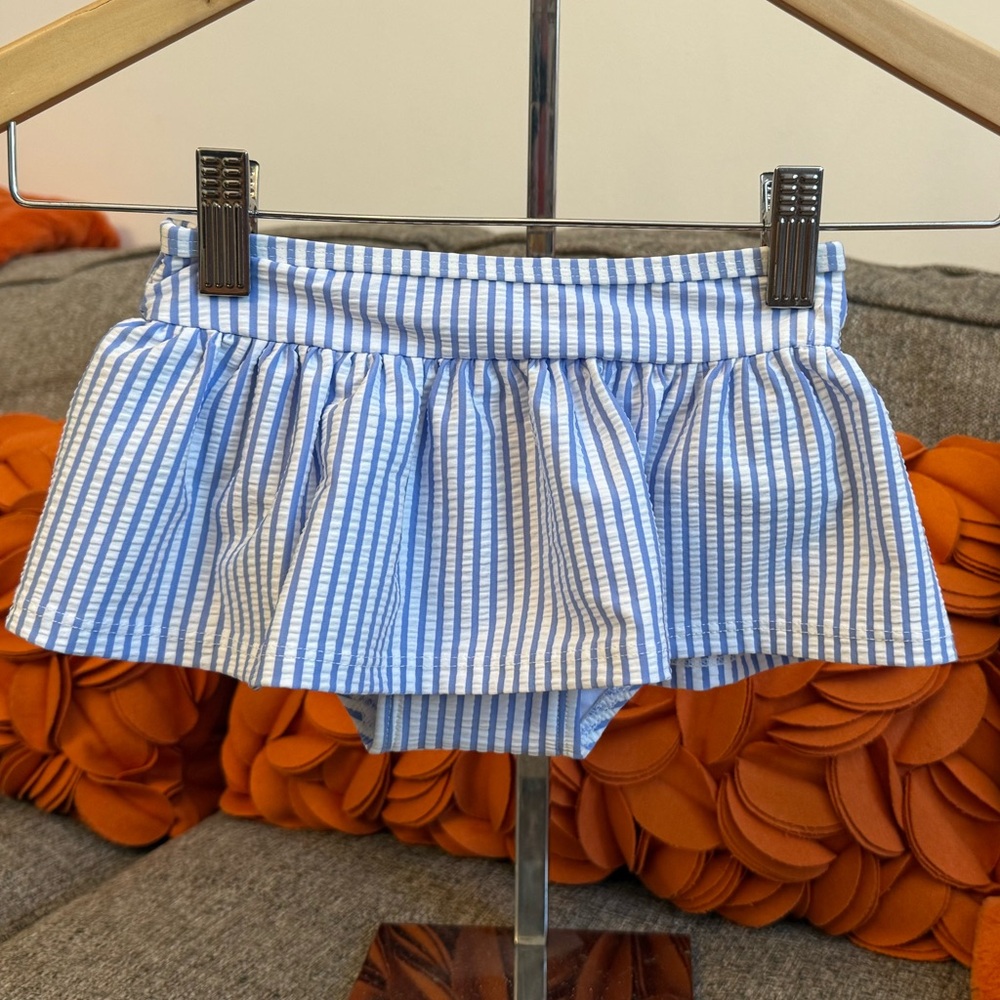 ❣️🆕Ruffle Butts Skirt Swimsuit Bottom Blue & White Seersucker Preppy Swimwear❣️ - Picture 2 of 7